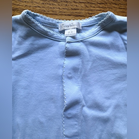 Kissy Kissy soft blue basic cotton footie- Pima cotton- made in Peru- 0-3 months - Picture 6 of 15